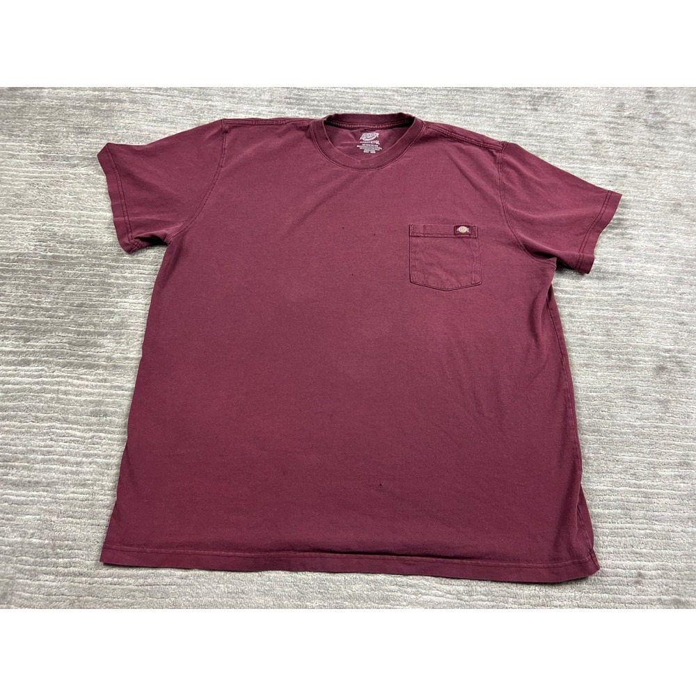 Dickies T-Shirt Mens 2XLT Burgundy Pocket Tee Short Sleeve Relaxed Cotton Shirt
